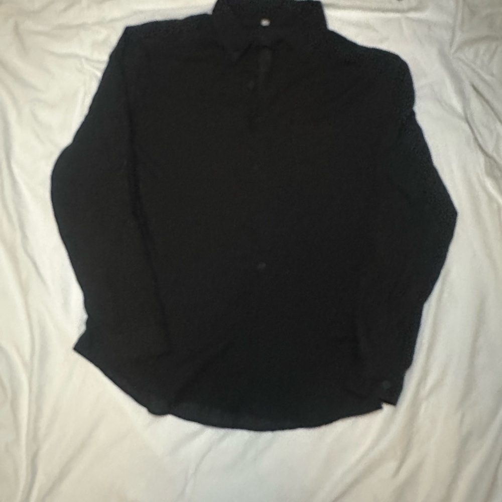 Elegant Black Men's Casual Button Down Shirt